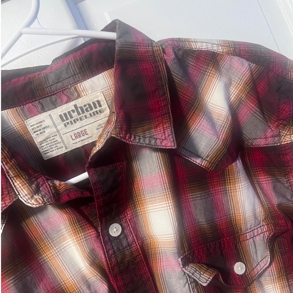 urban pipeline Other - Urban Pipeline Plaid Western Shirt Mens Large Burgundy L/S